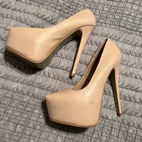 Shoes - Skyscraper 7” heels. Beige/nude size 7.